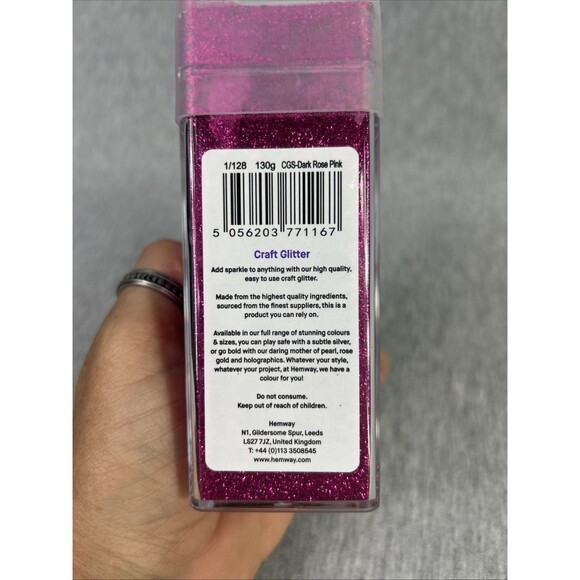 Hemway Craft Glitter Ultra Fine 1/128” Dark Rose Pink, 4.5 Oz/130g, .008”/0.2mm” - Picture 6 of 9